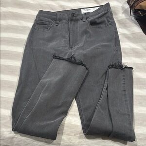 Rag & Bone Charcoal High-Rise Jeans with frayed bottom (25)